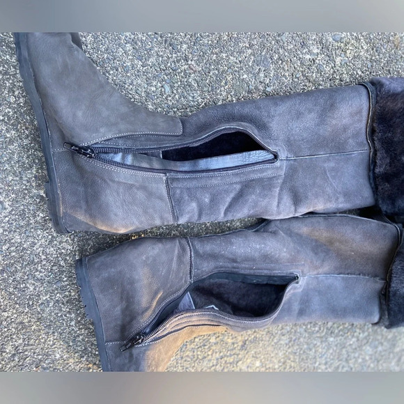 Napoleoni leather over knee wedge boots fur lined made in Italy leather sz 39 - Picture 7 of 11